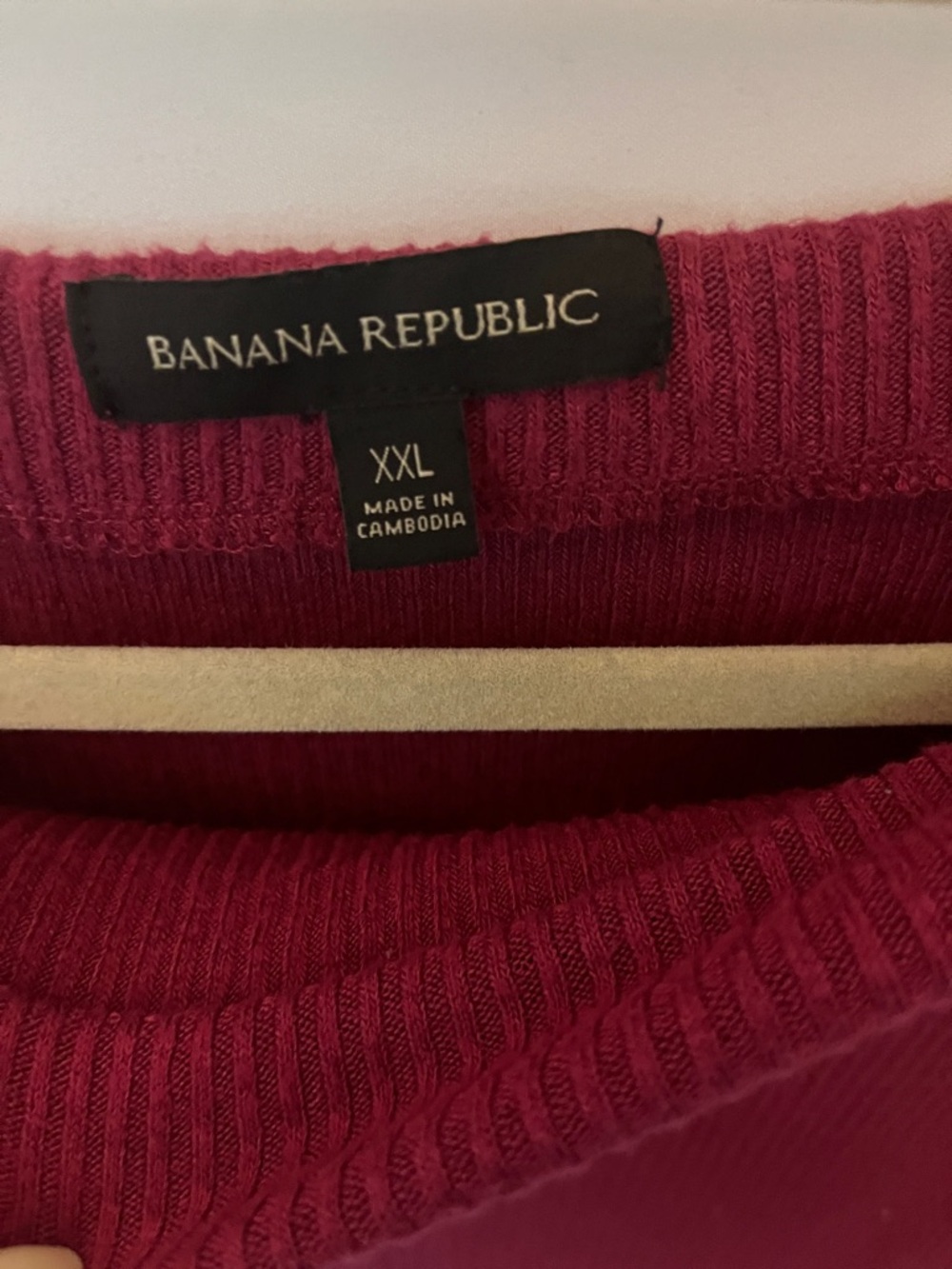 Banana Republic Ribbed Long Sleeve Top - Boatneck Deep Berry - Picture 2 of 4